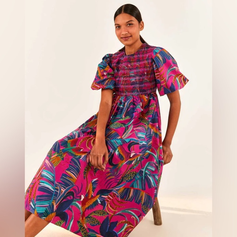 Farm Rio Rainbow Macaws Midi Dress